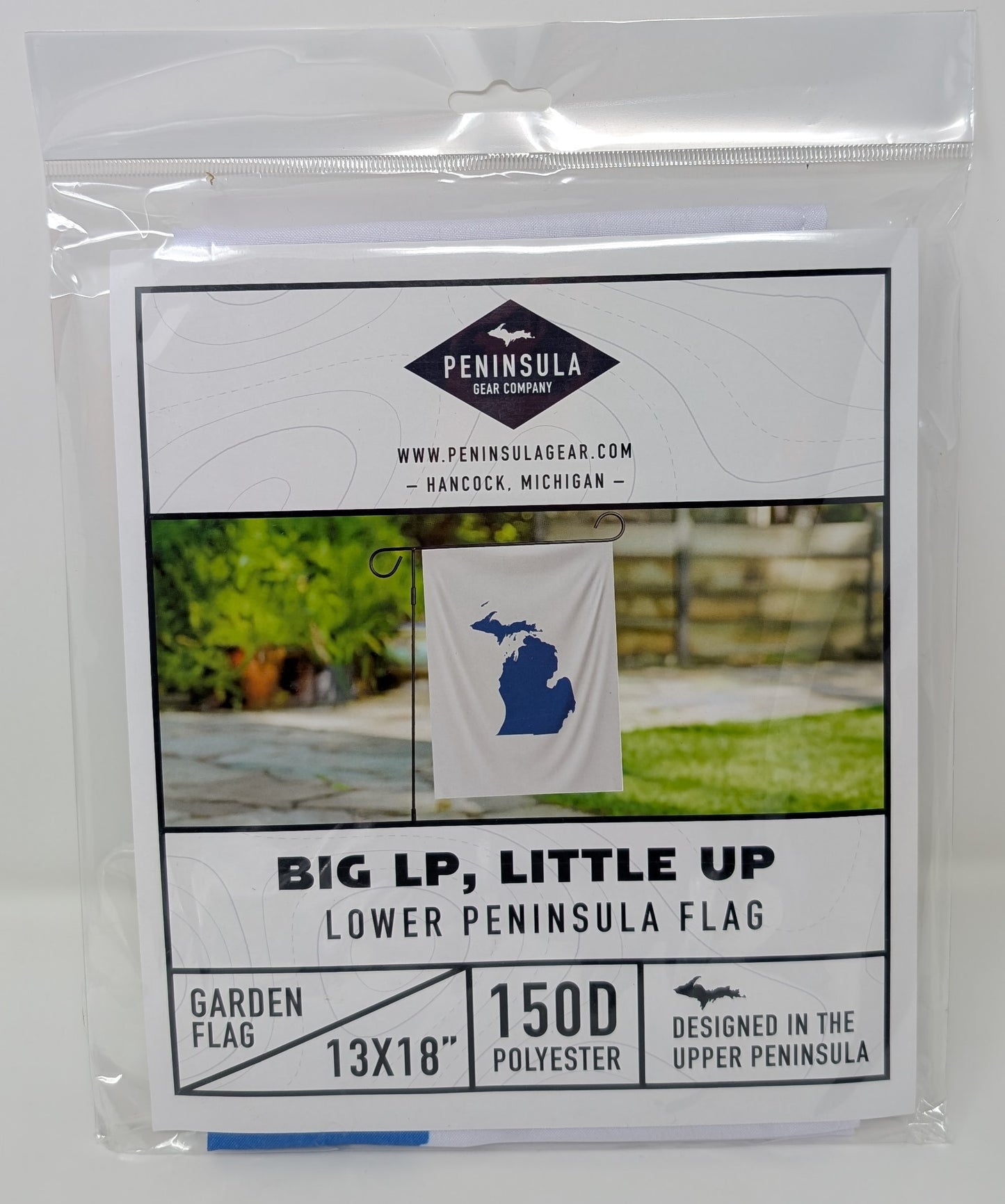 Big LP, Little UP Garden Flag | Michigan Garden Flag